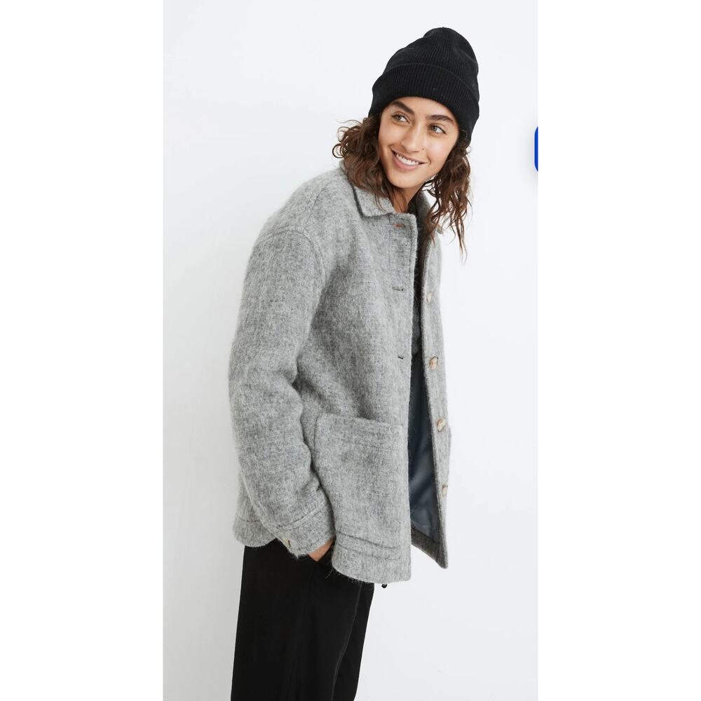 Madewell Gray Wool Blend Shirt Jacket Sz S 
Oversized Button Front Utility Coat - Picture 9 of 14
